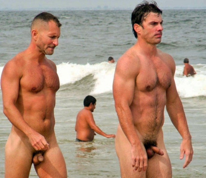 Mature naked men on the beach