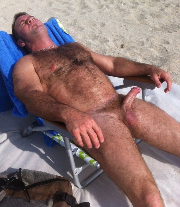 Mature man member beach