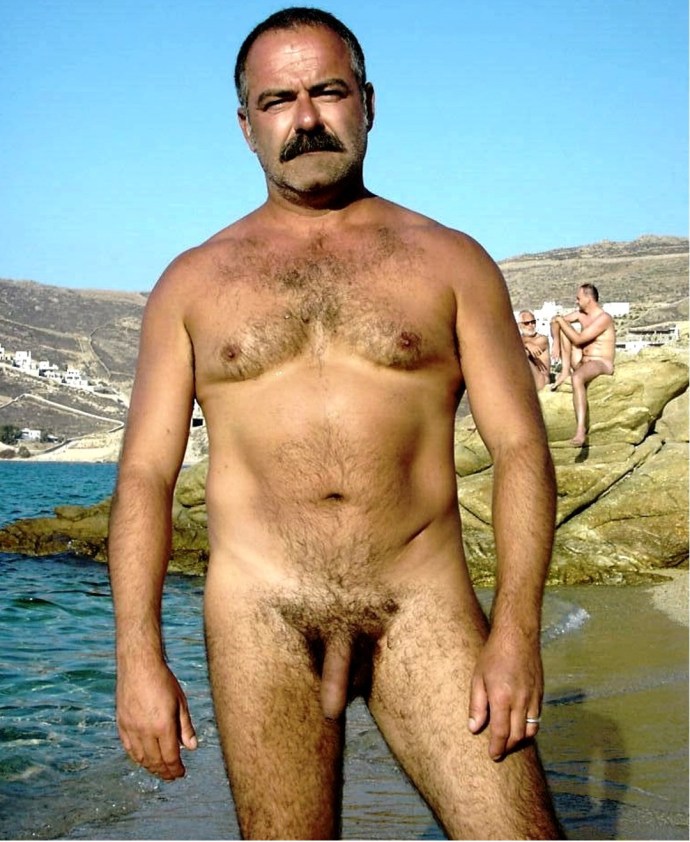 Naked hairy guys on the beach