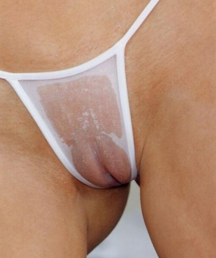 Transparent wet panties