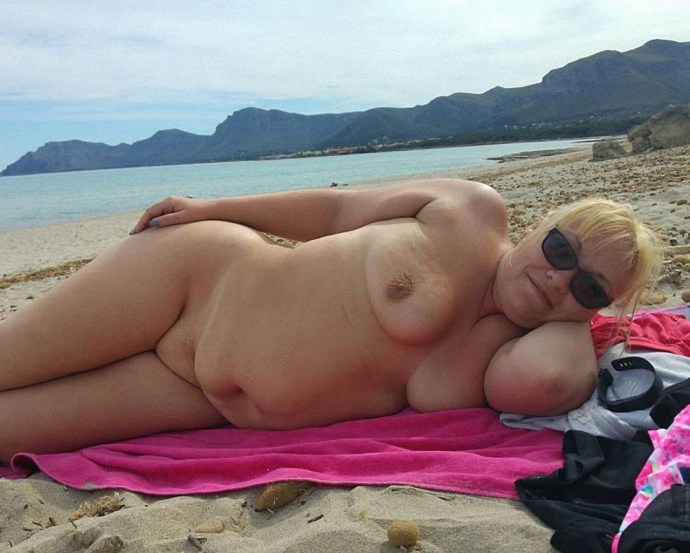 Naked mature bbw on the beach