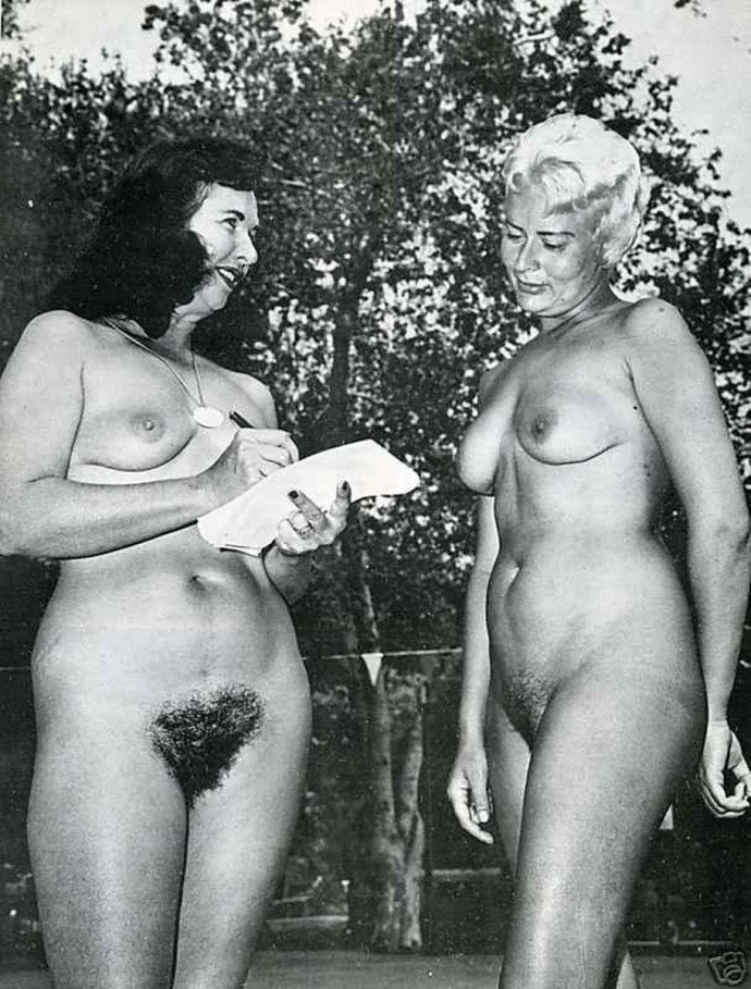 Elderly retro nudists