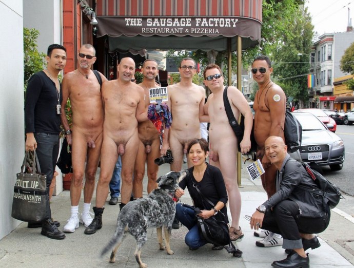 Men naked in public
