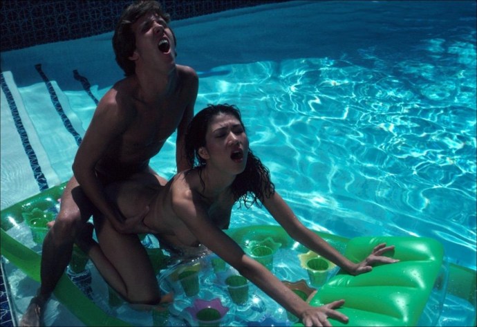 Naked in a water park without panties