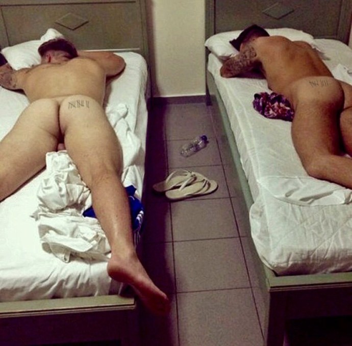 Naked sleeping guy on the train