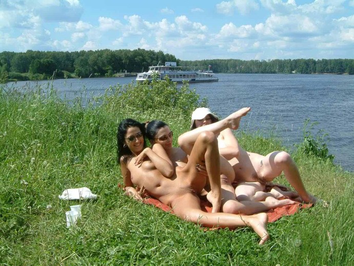 Youth on the river naked