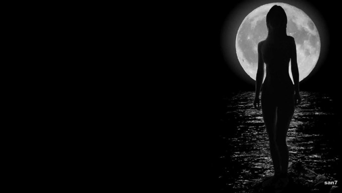 Female silhouette on a dark background