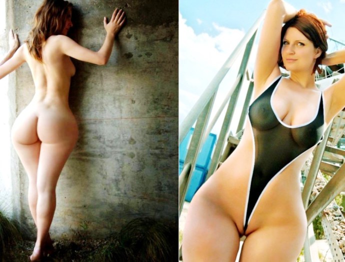 Naked women with a pear -shaped figure