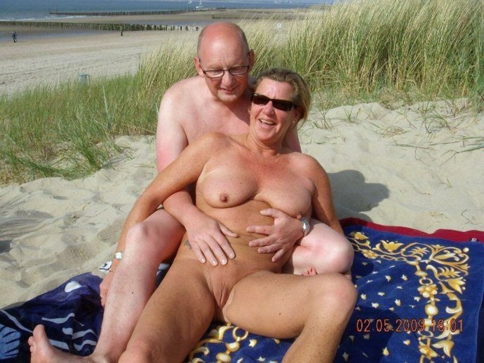 Naked elderly women on the beach