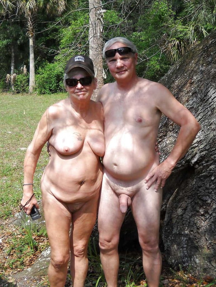 Naked elderly couples on the beach