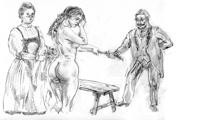 Spanned the girl on the ass