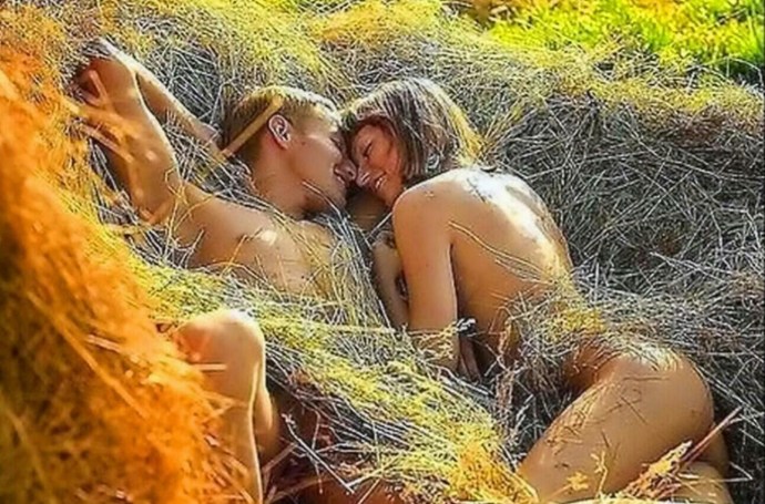 Naked students in the village