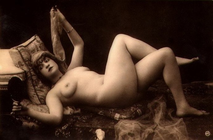 Naked women in retro style