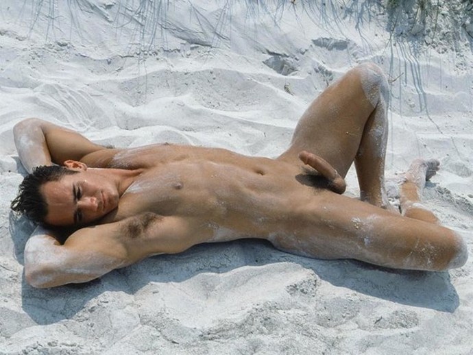 Naked man and woman at sea