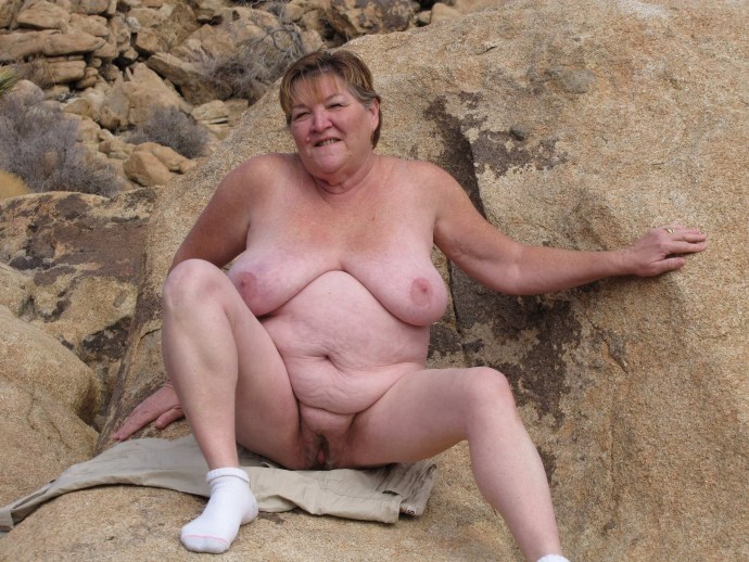 Old women nudist on the beach