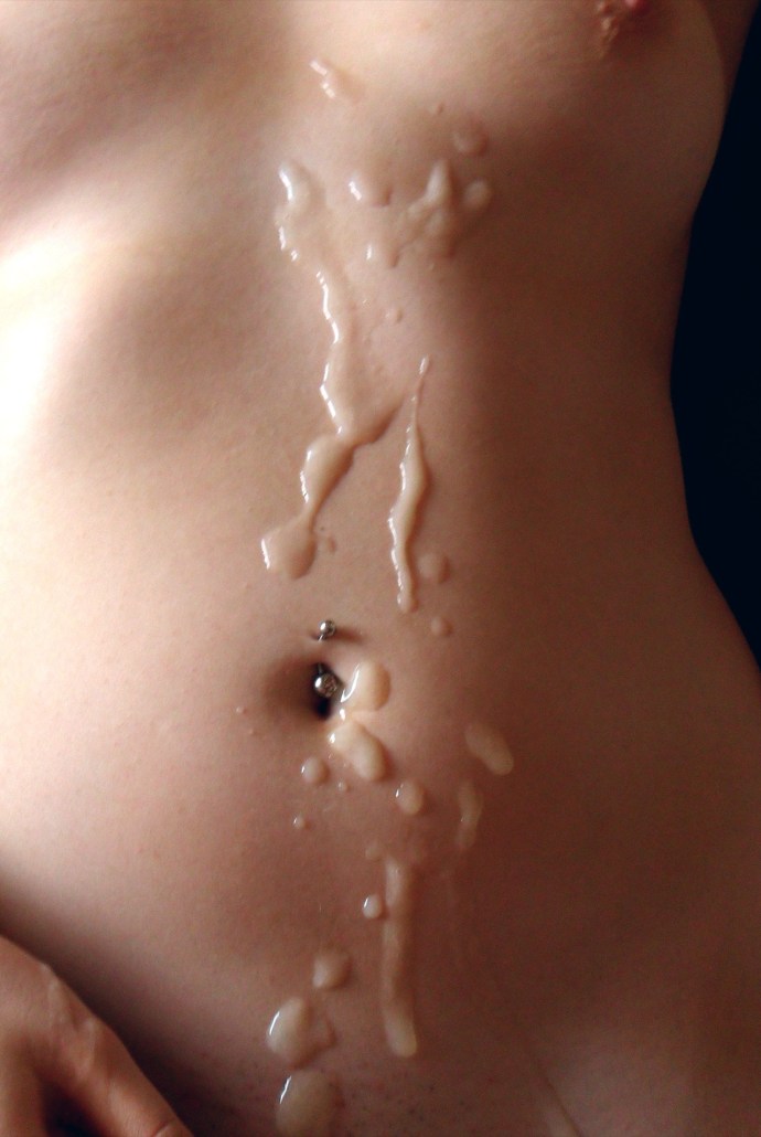 Girls cum on the tummy
