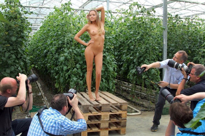 Naked guy in front of girls