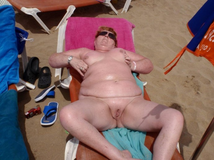 Naked mature bbw on the beach