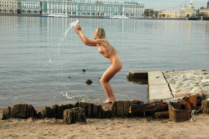 Girl without panties at night