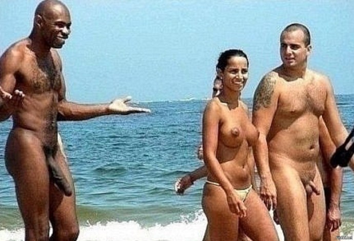 Naked blacks on a nudic beach