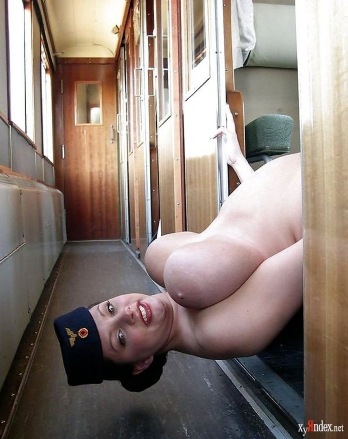 Naked mature women on a train