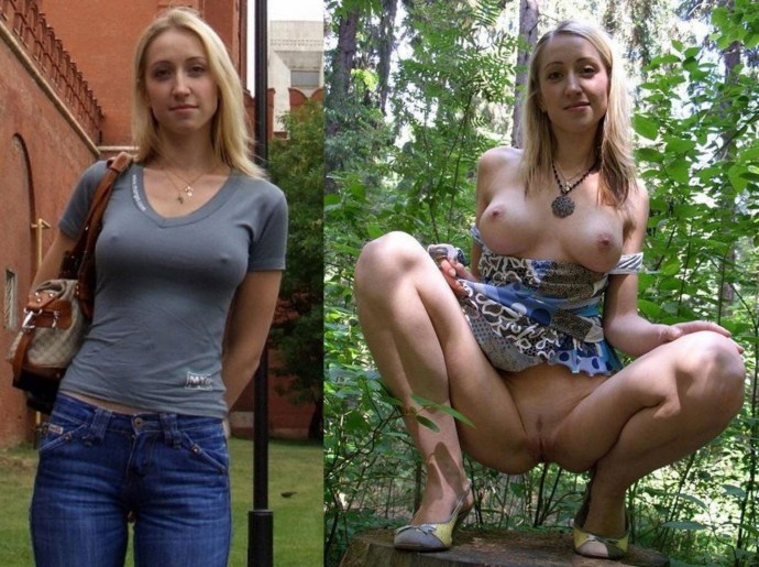 Girl dressed and undressed