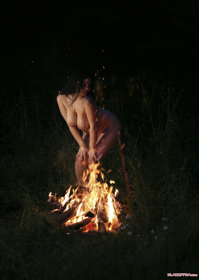 Night fire naked woman