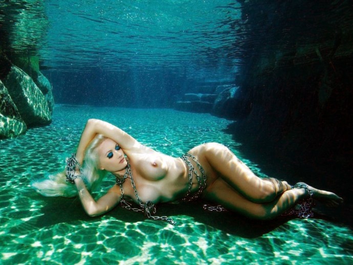 Naked girls in water