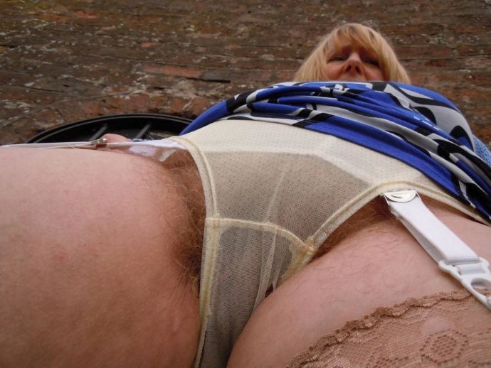 Elderly women in panties close -up
