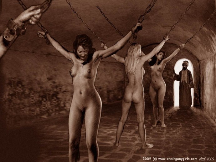 Naked slaves in the slave market