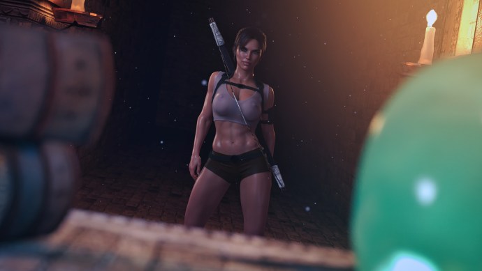 Naked Lara Croft with tattoo 3d