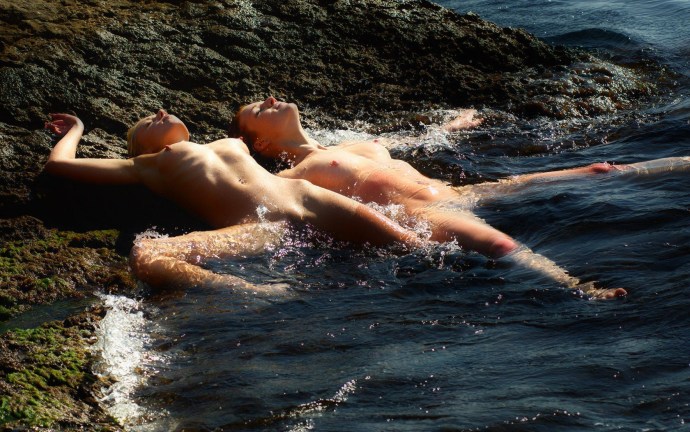 Guys naked on the shore