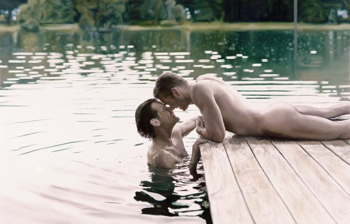 Naked women and men in nature