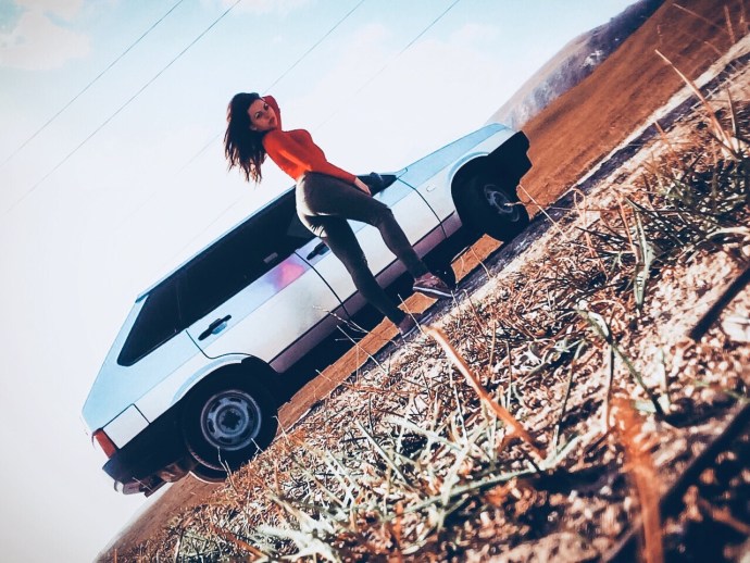 Girl driving VAZ 2109