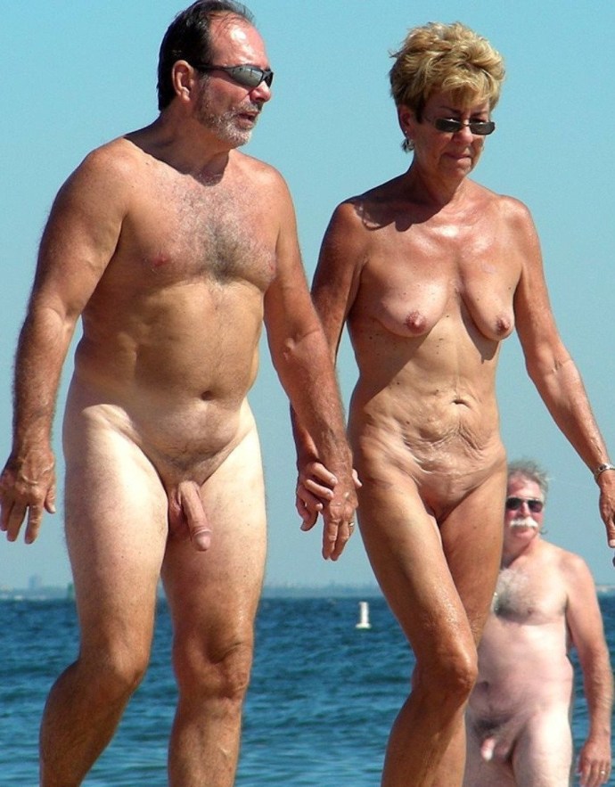 Naked elderly couples on the beach