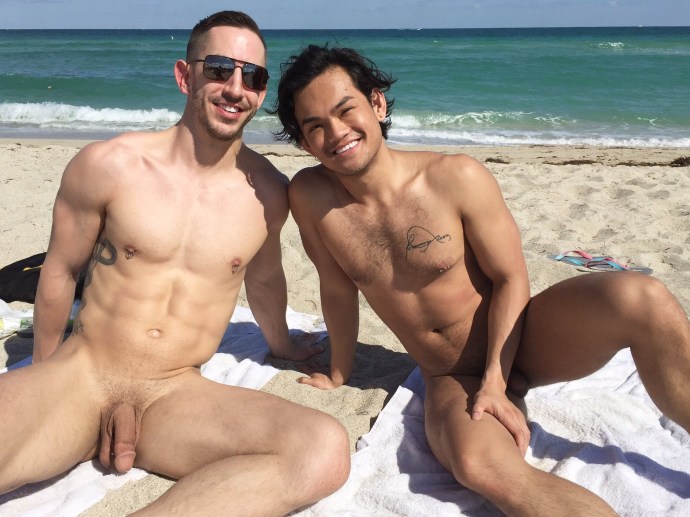 Beautiful gangbang on the beach