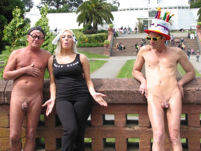 Naked men in front of women