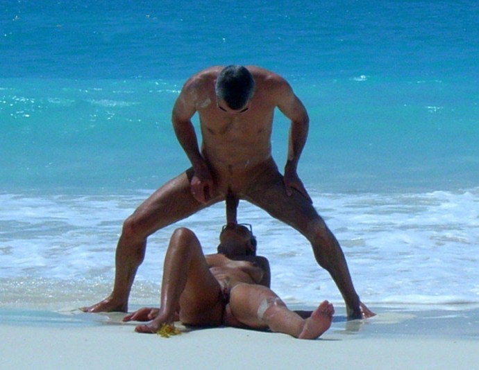 Unexpected erection on the beach