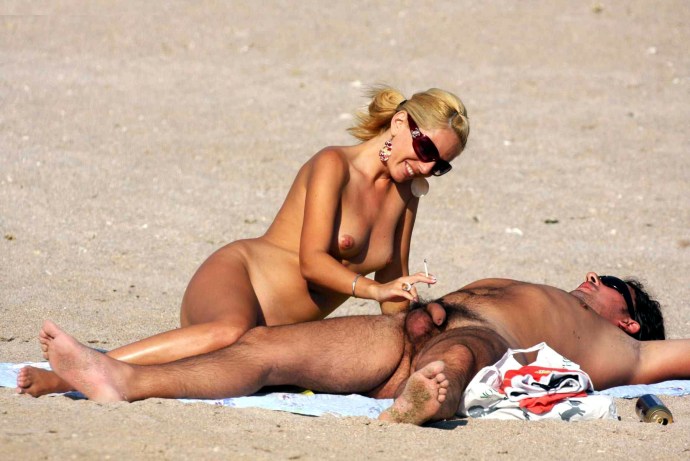 Unexpected erection on the beach