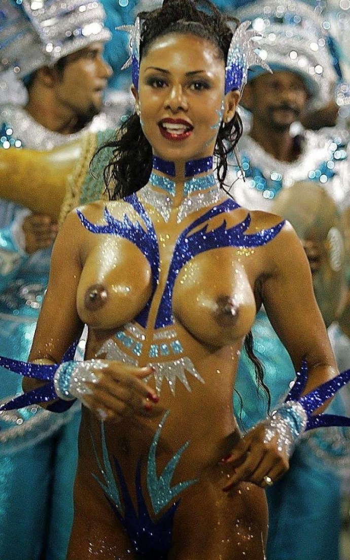 Naked Brazilians in carnival costumes