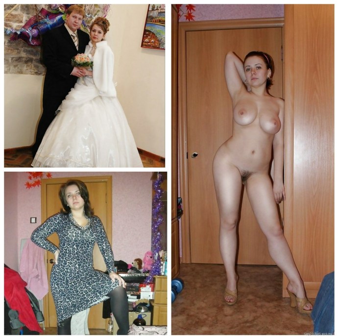 The bride is dressed and undressed