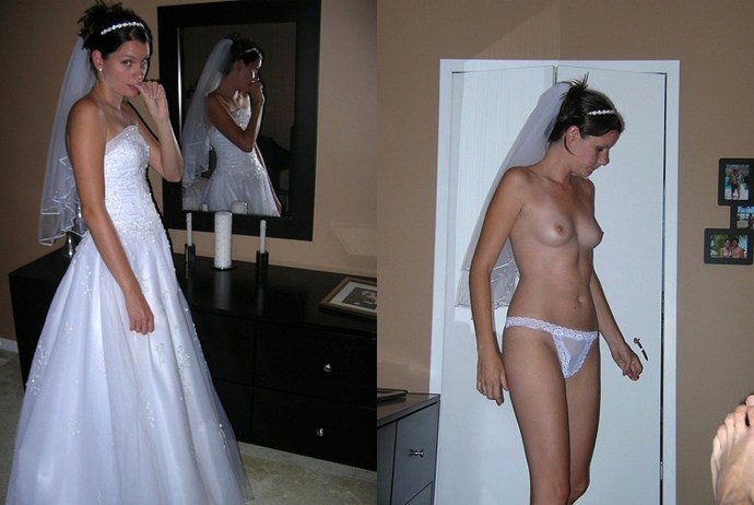 Wife and husband dressed and undressed