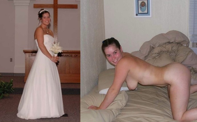 Brides in clothes and without private