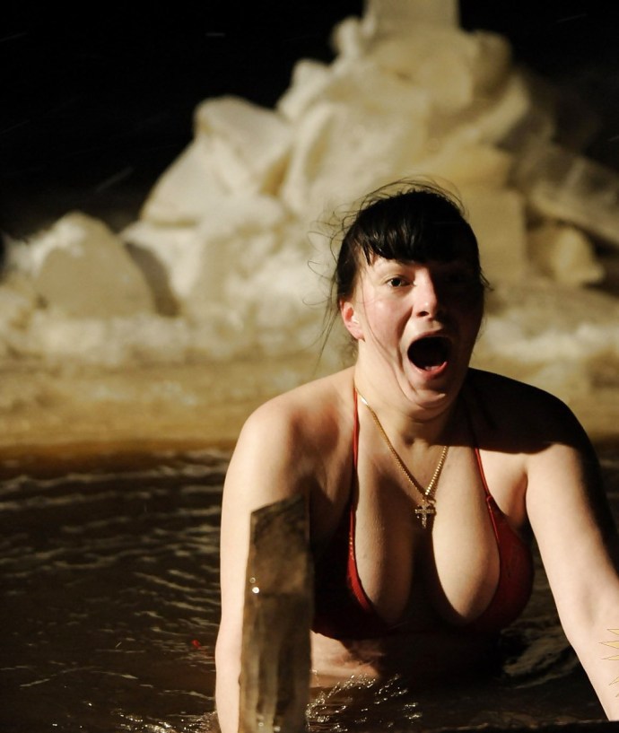 Baptismal bathing Big breasts