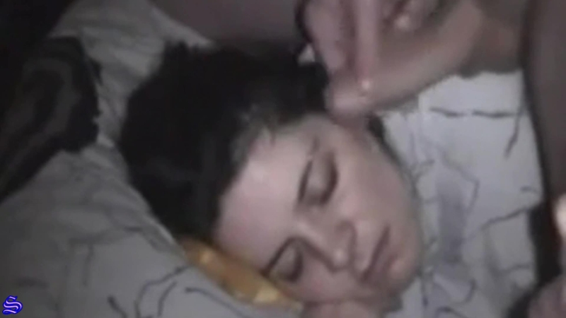 Cum in the mouth of a sleeping woman