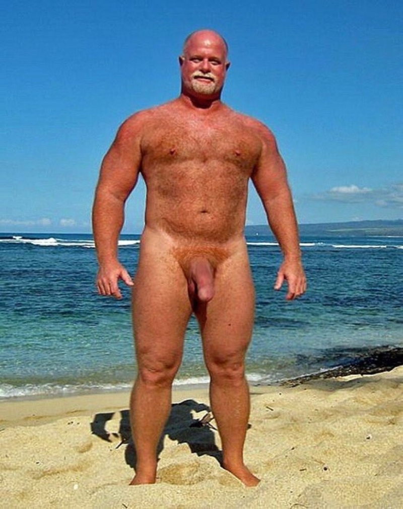 Naked old men on the beach