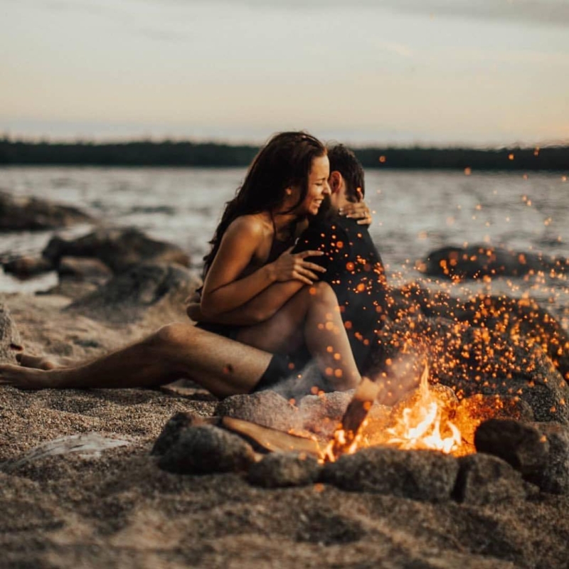 Girl near the fire