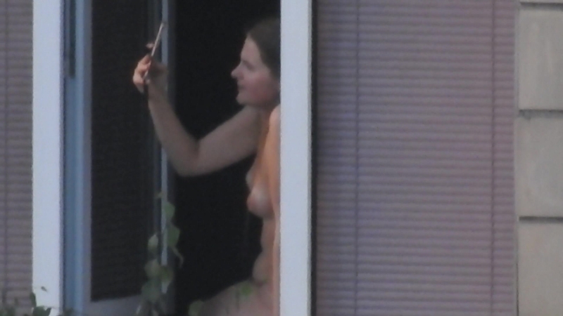 I peered behind a neighbor nude