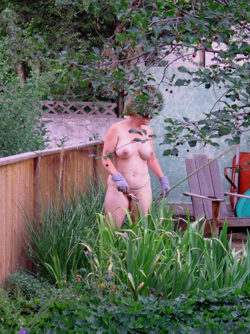 In the country, the neighbor lights up naked