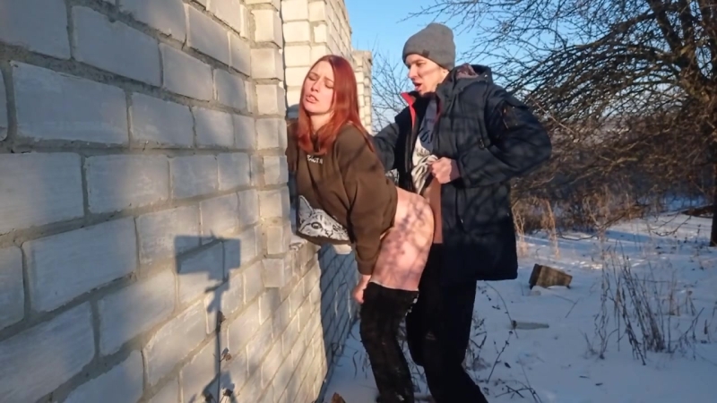 Winter fuck in down jackets